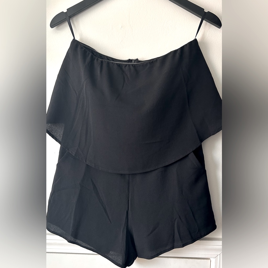She + Sky Black Off-Shoulder Romper
